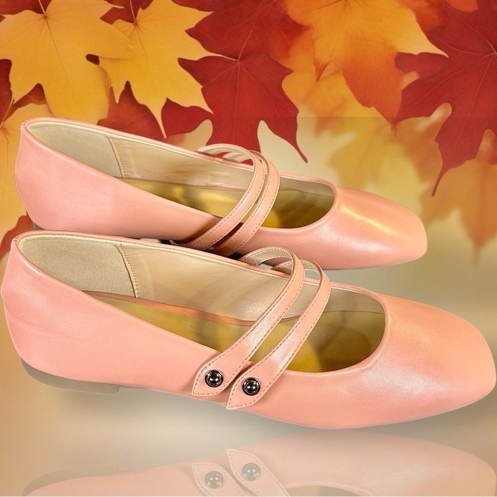 NWOT C. Paravano Square Toe Double Strap Mary Jane Flats in Pink Size 41 = 10.5 - Picture 12 of 16